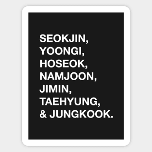 BTS names Sticker